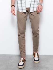 Spodnie męskie chinosy SLIM FIT - ciemnobeżowe V9 P1059 - M