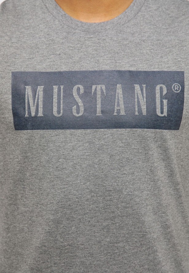 MUSTANG STYLE ALEX C LOGO TEE MĘSKI T-SHIRT KOSZULKA NADRUK MID GREY MELANGE 1013223 4140