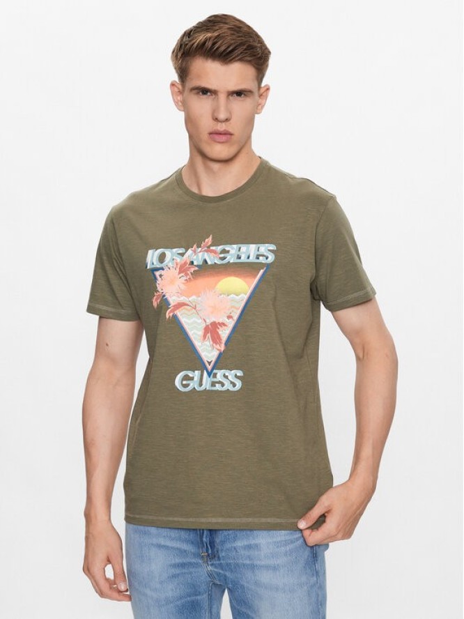 Guess T-Shirt M3YI68 K6XN4 Khaki Regular Fit