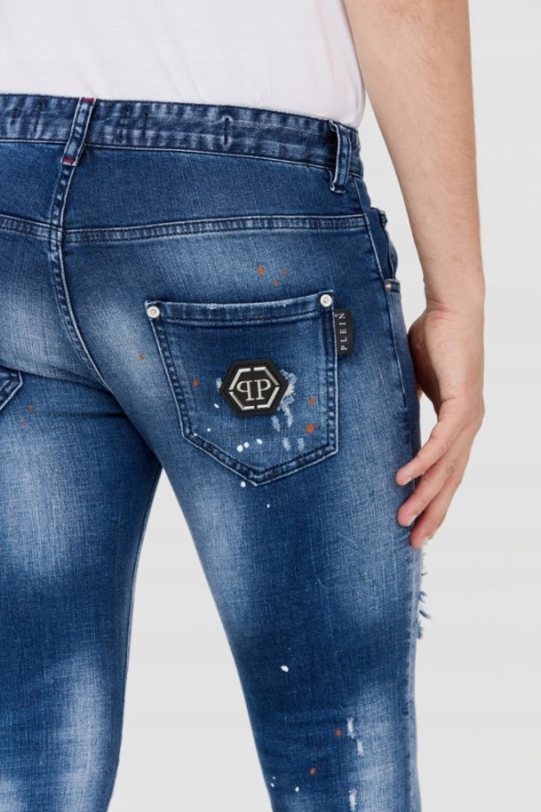 PHILIPP PLEIN Niebieskie męskie jeansy