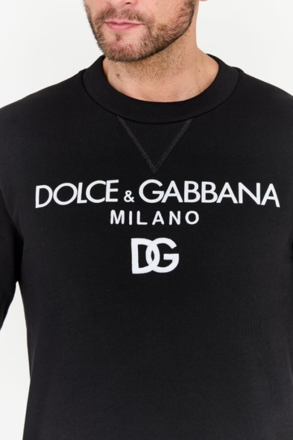 DOLCE & GABBANA Czarna bluza z haftowanym logo