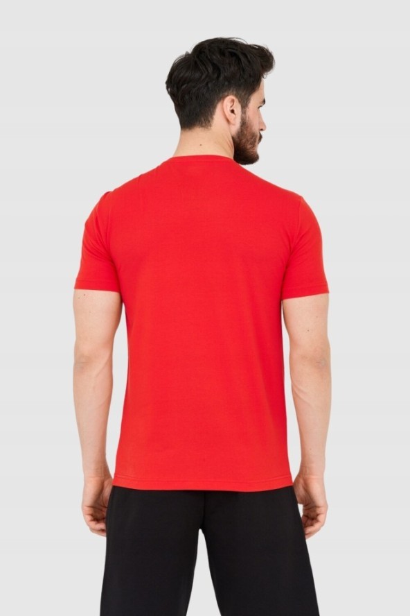 EA7 Czerwony męski t-shirt z dużym białym logo