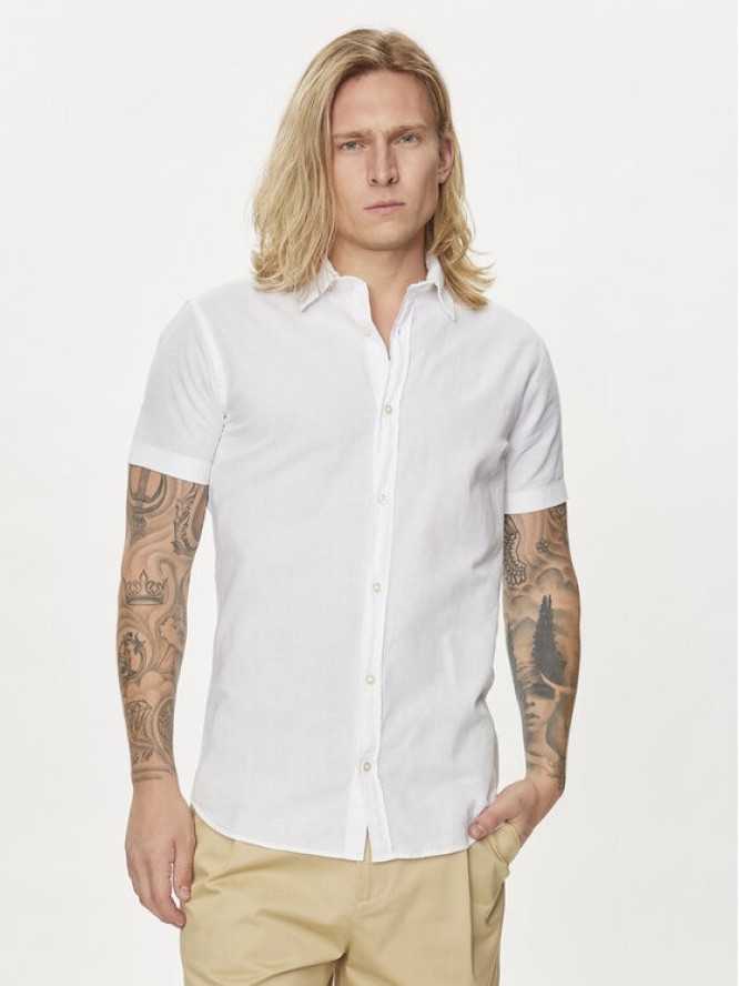 Jack&Jones Koszula Jjelinen 12248592 Biały Slim Fit