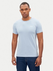 Pepe Jeans T-Shirt Original Basic PM508212 Błękitny Slim Fit