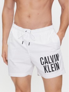 Calvin Klein Swimwear Szorty kąpielowe Medium Drawstring-Nos KM0KM00739 Biały Regular Fit