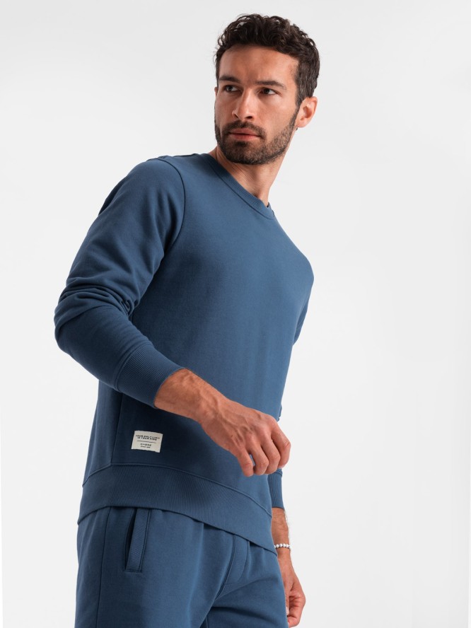 Męski dresowy komplet bluza + szorty – ciemnoniebieski V4 Z77 - XXL