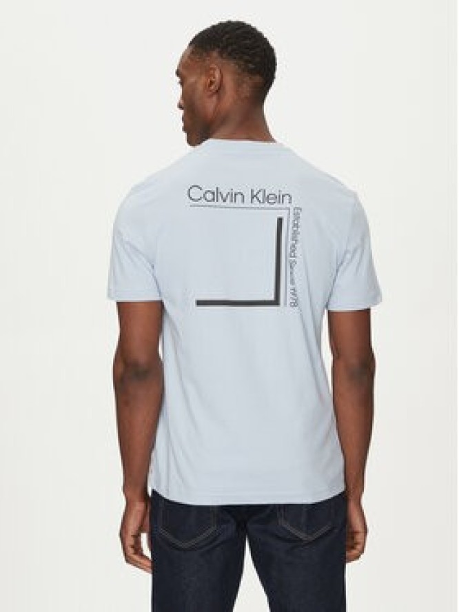 Calvin Klein T-Shirt Linear Box Logo K10K114152 Błękitny Regular Fit