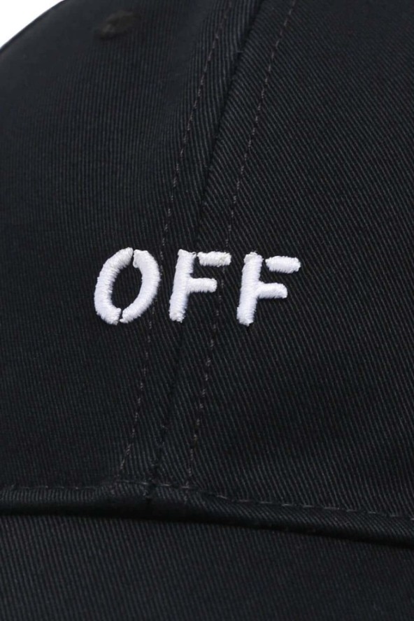 OFF-WHITE Czarna czapka z daszkiem z haftowanym Off