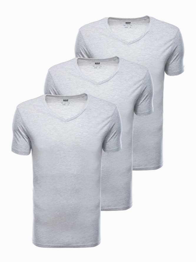 Zestaw koszulek bawełnianych V-NECK 3-pak - szary melanż V10 Z29 - XXL