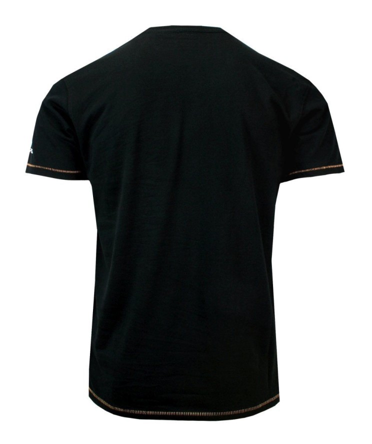 T-shirt Bawełniany, Czarny Męski z Nadrukiem, SPEED, Krótki Rękaw, U-neck -PAKO JEANS