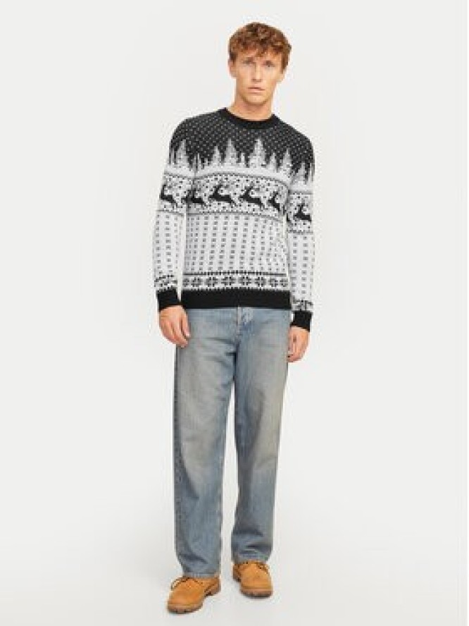 Jack&Jones Sweter Xmas Gabriel 12266118 Szary Regular Fit