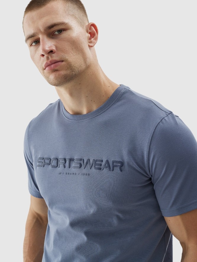T-shirt regular z nadrukiem męski - granatowy