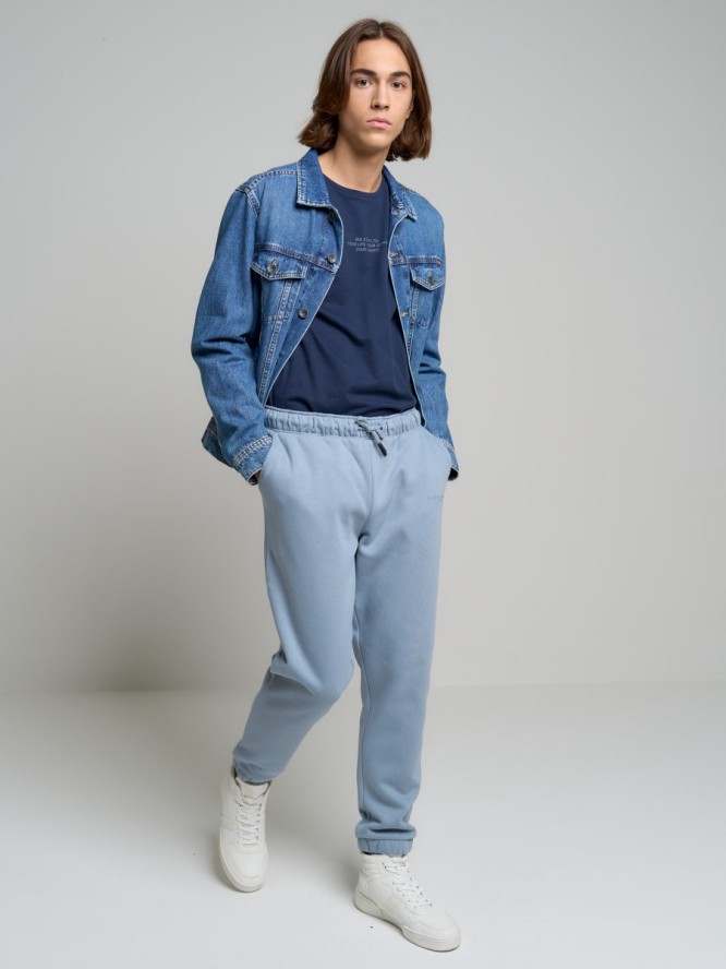 Spodnie dresowe męskie z bawełny organicznej niebieskie William 400