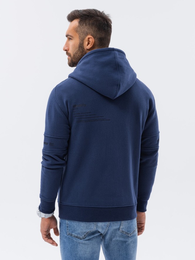 Bluza męska rozpinana hoodie z nadrukami - granatowa V3 B1423 - S