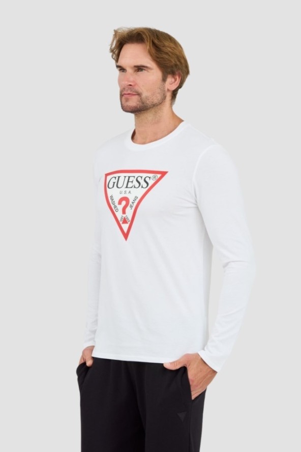 GUESS Biały longslevee Original Logo Tee