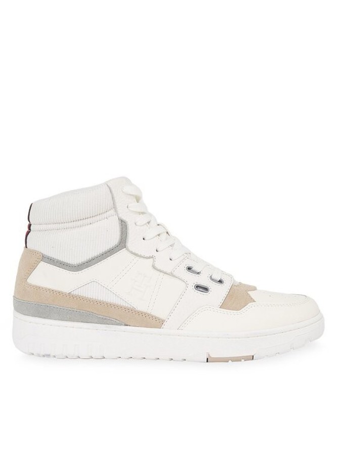 Tommy Hilfiger Sneakersy Th Basket Better Midcut Lth Mix FM0FM04793 Écru