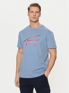 Tommy Jeans T-Shirt Signature DM0DM21109 Niebieski Regular Fit