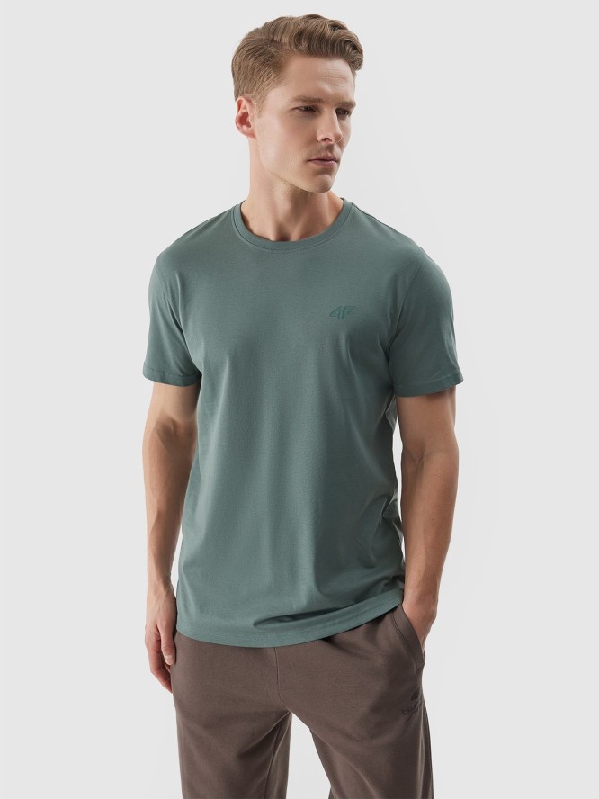 T-shirt regular gładki męski - khaki