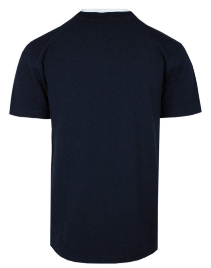 Męska Koszulka (T-Shirt) z Dekoltem na Guziki - Pako Jeans - Granatowa