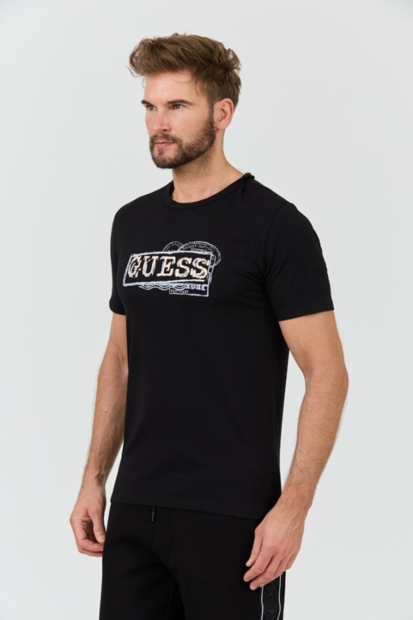 GUESS Czarny t-shirt Box Logo