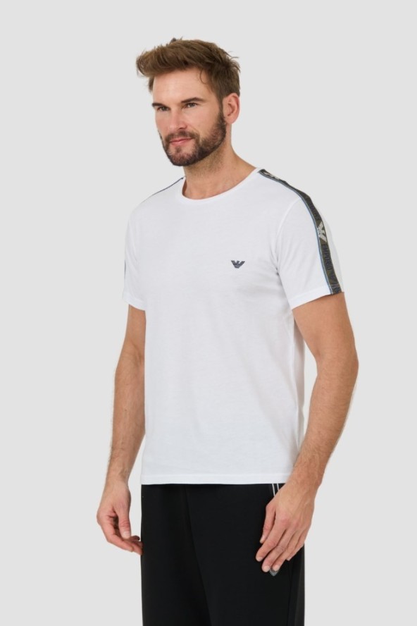 EMPORIO ARMANI Biały t-shirt bande logo