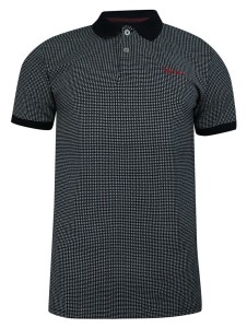 Koszulka POLO, Granatowa w Drobny Biały Wzór, Męska, Krótki Rękaw, T-shirt -PAKO JEANS