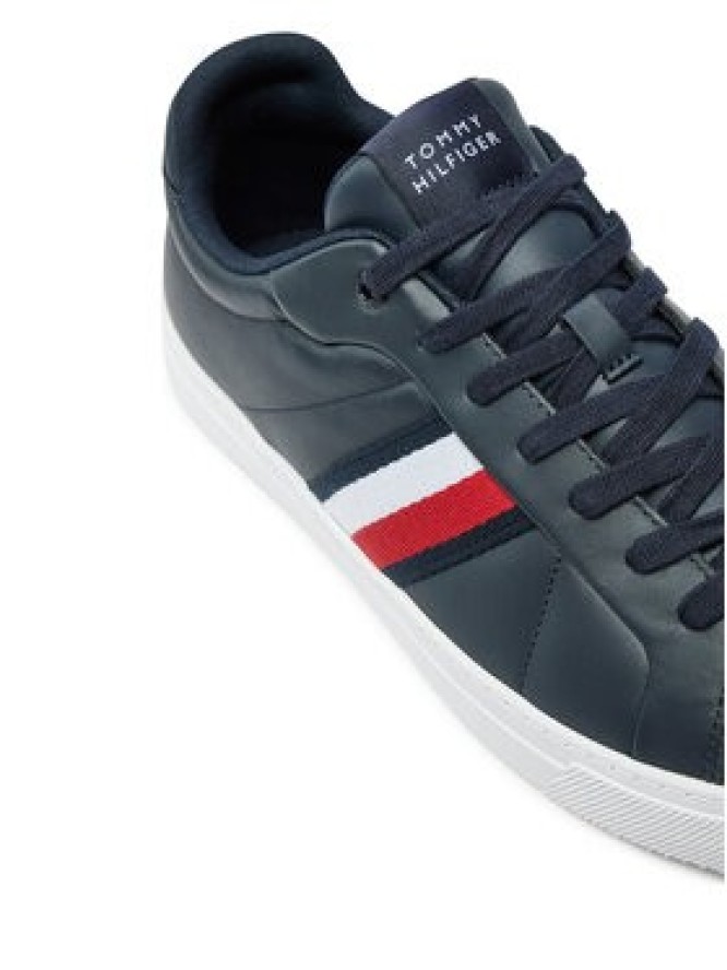 Tommy Hilfiger Sneakersy Icon Court Lth Stripes FM0FM05163 Granatowy