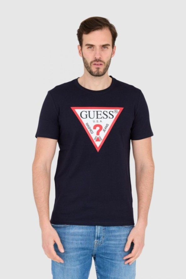 GUESS T-shirt granatowy slim fit