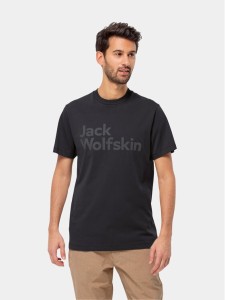 Jack Wolfskin T-Shirt Essential Logo T 1809591 Czarny Regular Fit