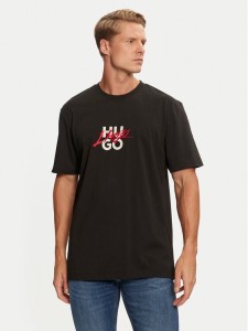 Hugo T-Shirt Dlongny 50521076 Czarny Relaxed Fit