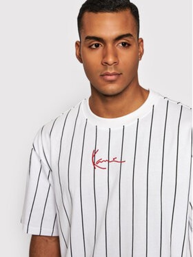 Karl Kani T-Shirt Signature Pinstripe 6030152 Biały Regular Fit