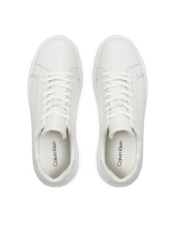 Calvin Klein Sneakersy Low Top Lace Up Lth Mono HM0HM01498 Biały