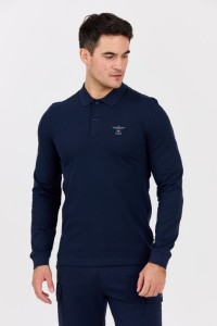 AERONAUTICA MILITARE Granatowy męski longsleeve polo