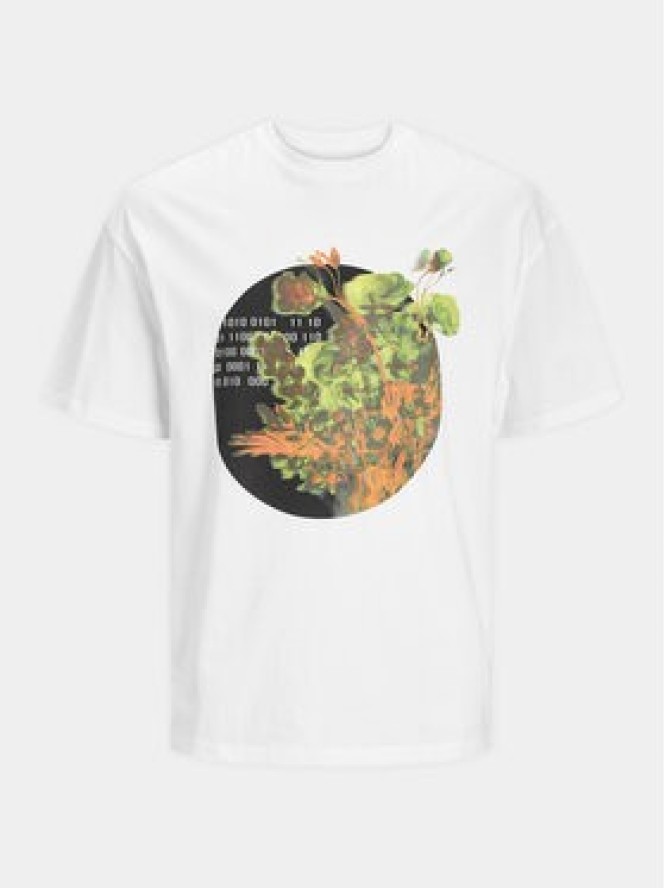 Jack&Jones T-Shirt Floral 12253401 Biały Wide Fit