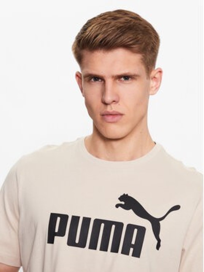 Puma T-Shirt Essentials Logo 586667 Beżowy Regular Fit