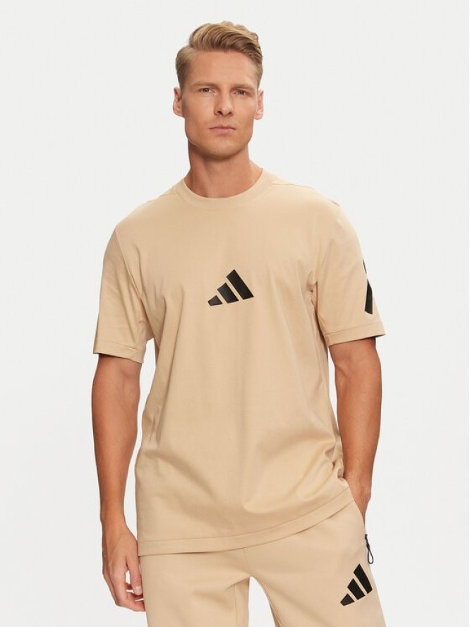 adidas T-Shirt Z.N.E. JF2453 Beżowy Regular Fit