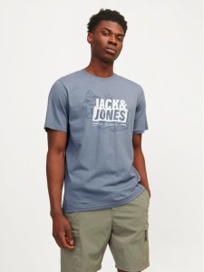Jack&Jones T-Shirt Map 12257908 Niebieski Regular Fit