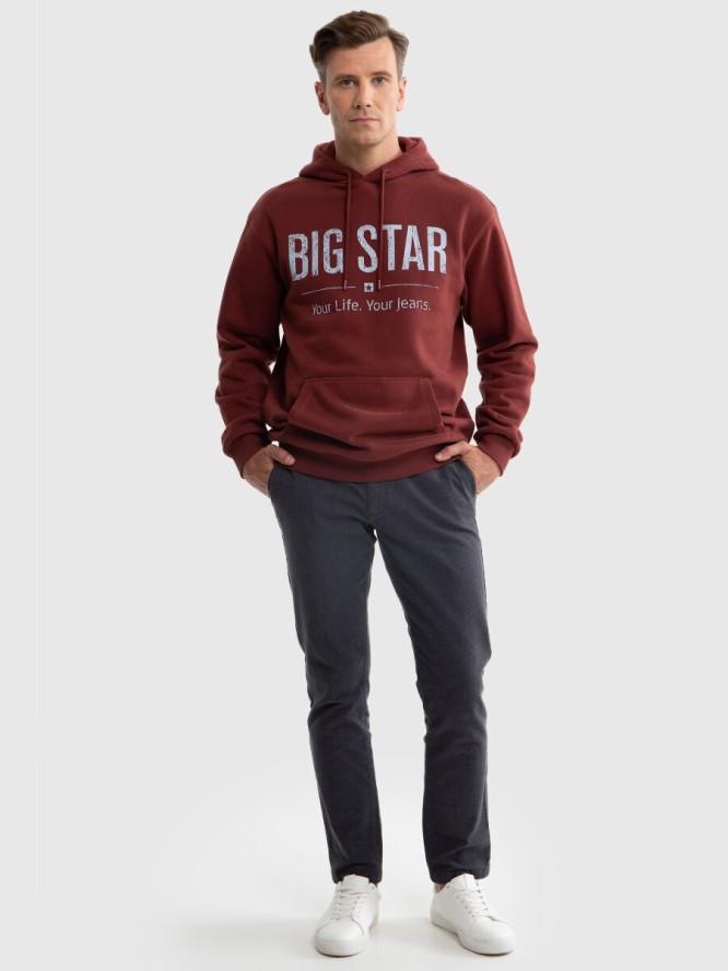 Bluza męska z kapturem z logo BIG STAR bordowa Ashlyno 604