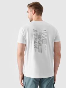 T-shirt regular z nadrukiem męski - biały