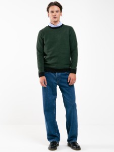 Sweter męski z żakardowym splotem zielony Maxis 301