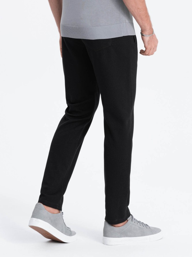 Męskie spodnie dresowe o marchewkowym kroju - czarne V1 OM-PASK-0166 - XXL