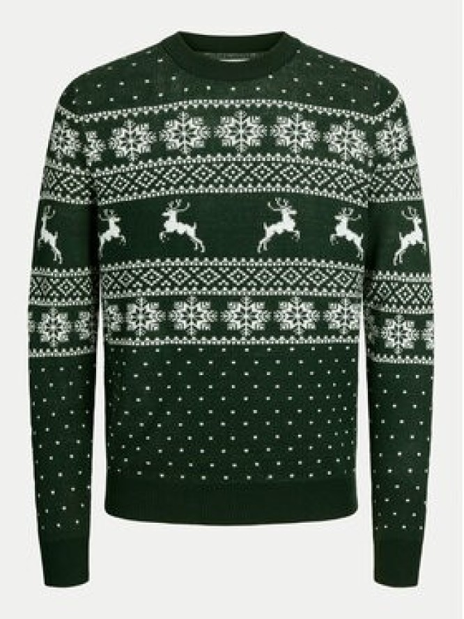 Jack&Jones Sweter Xmas Gabriel 12266118 Zielony Regular Fit