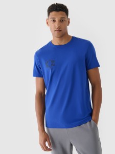 T-shirt regular z nadrukiem męski - kobaltowy
