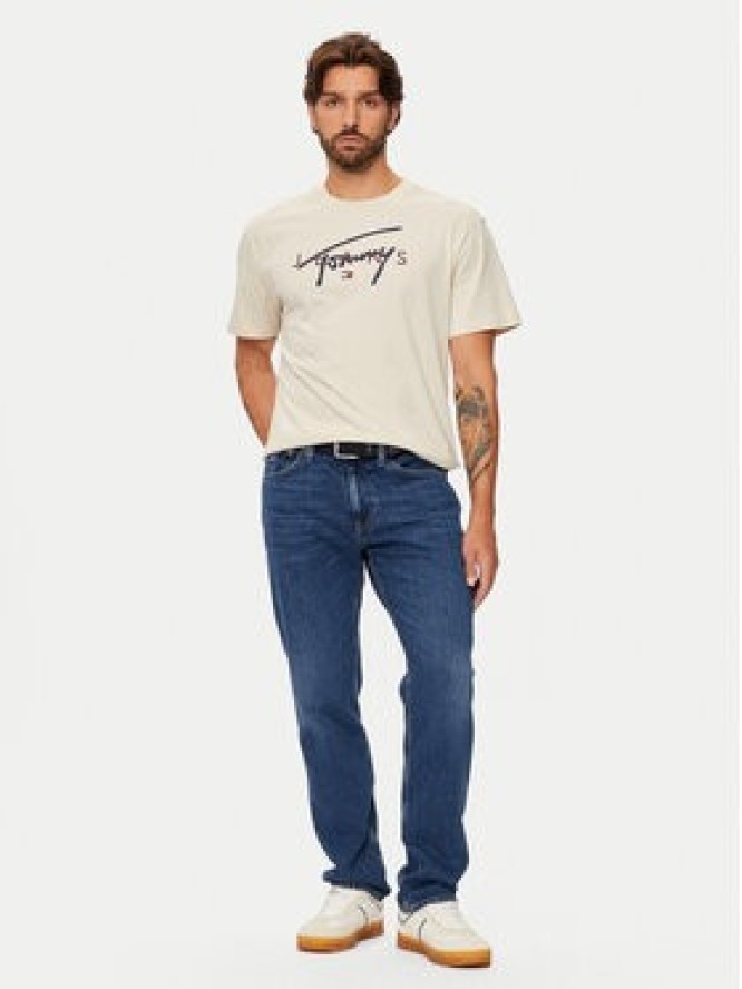 Tommy Jeans T-Shirt Signature Twist DM0DM19683 Beżowy Regular Fit