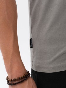 T-shirt męski bawełniany z nadrukiem - jasnobrązowy V3 S1735 - XXL