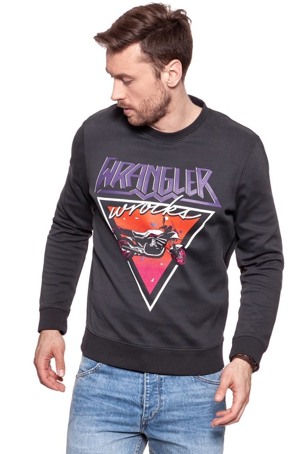 BLUZA WRANGLER MĘSKA CREW SWEAT FADED BLACK W6559IHV6