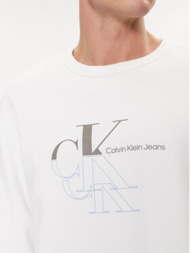 Calvin Klein Jeans Bluza Monogram Echo J30J325516 Biały Regular Fit