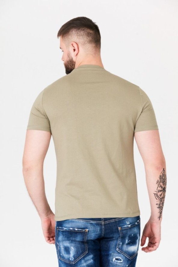 GUESS Khaki t-shirt męski z aplikacją z logo