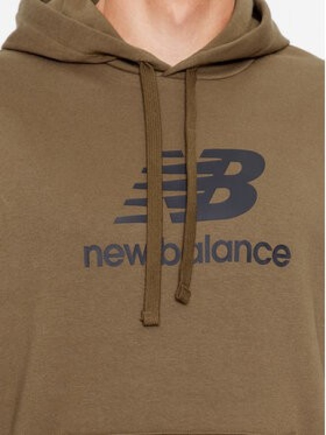 New Balance Bluza Essentials Stacked Logo French Terry Hoodie MT31537 Brązowy Regular Fit