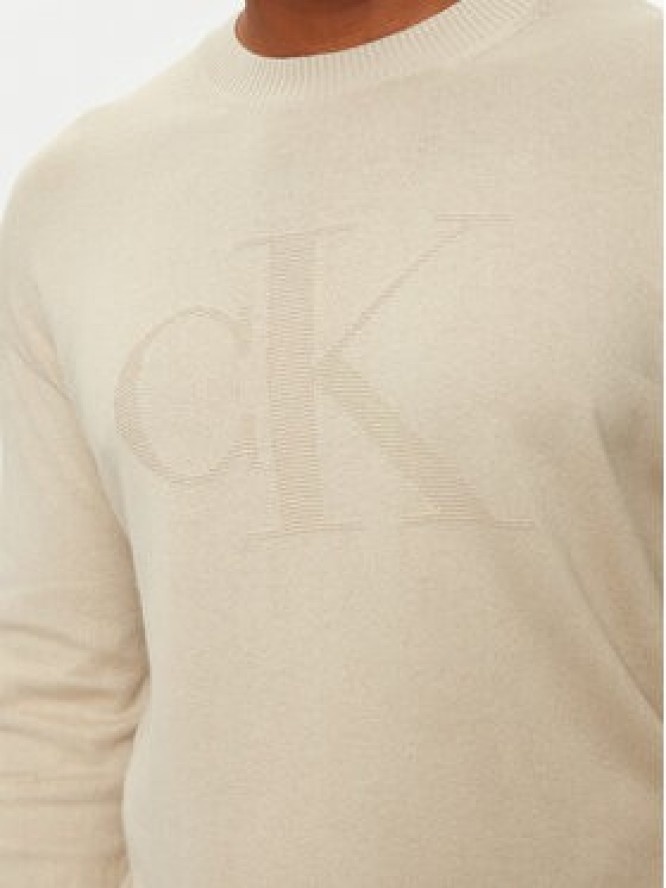 Calvin Klein Jeans Sweter Intrasia J30J326453 Beżowy Slim Fit